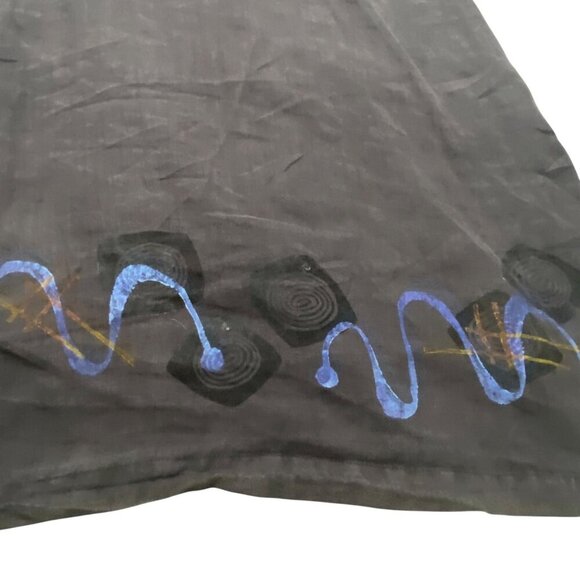 Blue Fish tunic top wave print button front hand printed Size 2 neutral organic - Picture 8 of 12